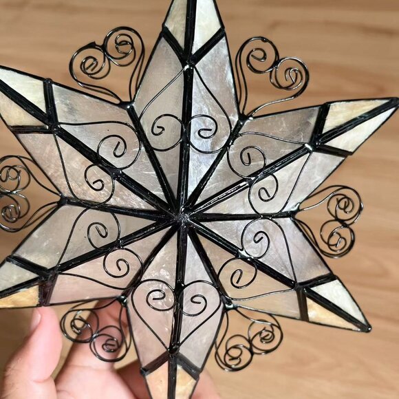 Capiz Shell & Pearl Metal Tree Topper 10"x7" - Picture 5 of 7